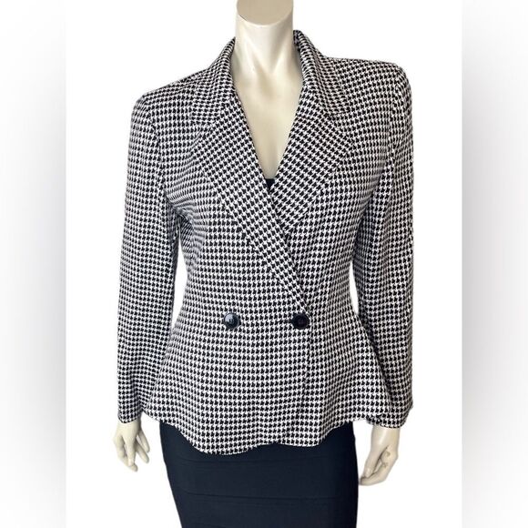 LIKE NEW Vintage Christian Dior Black/Cream Houndstooth Double-Breasted Jacket - Picture 1 of 11